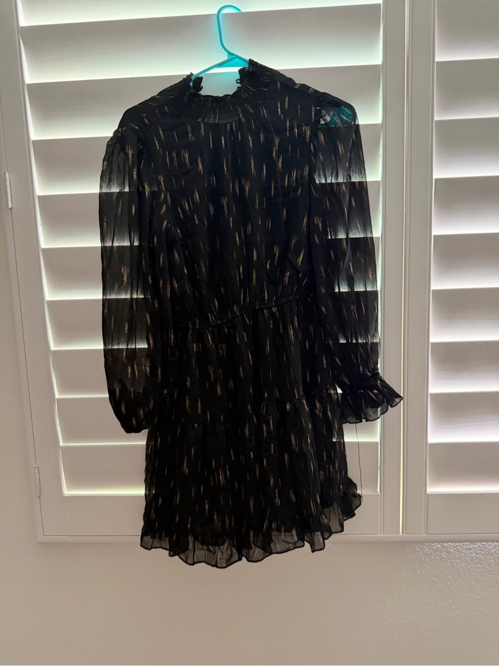 Aqua Black Midi Dress with Gold Accents